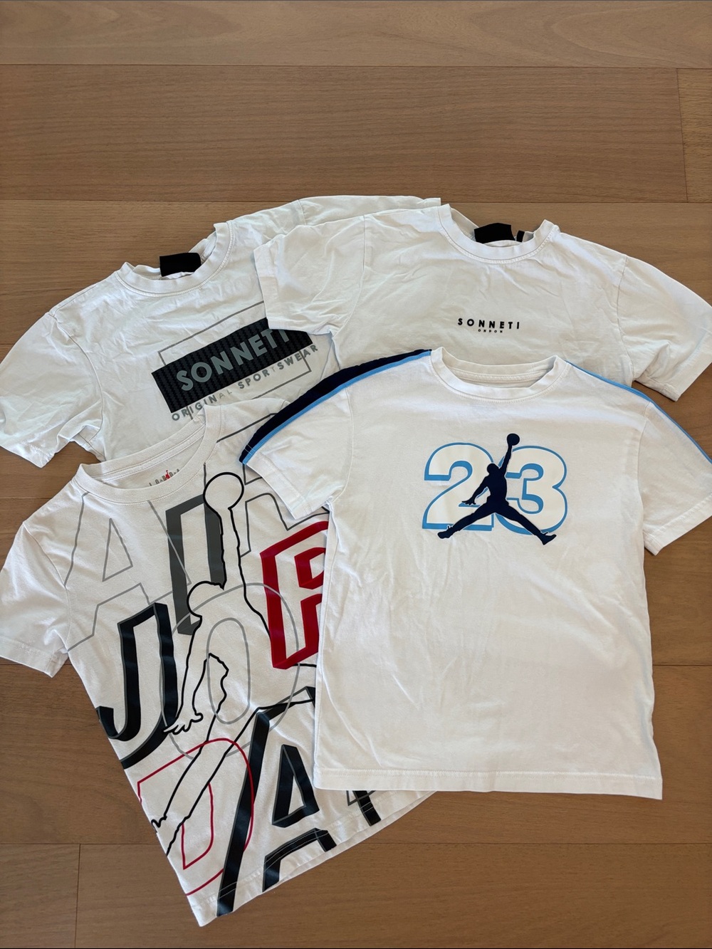 Bundle Jordan White Kids' Short Sleeve Tee with Blue '23' Jumpman Graphic
